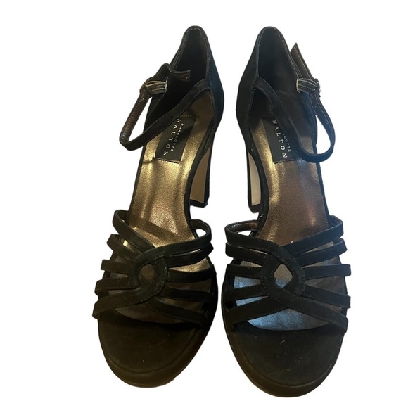 Charlotte Halton black suede ankle strap heels - Picture 3 of 8